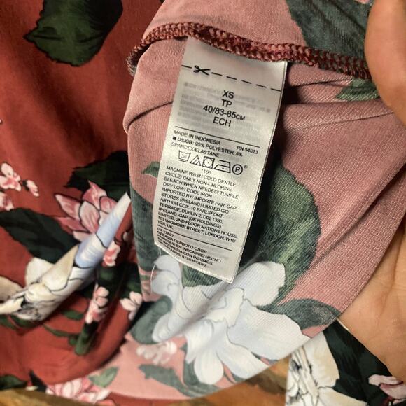 Talbots Rust Floral Long Sleeve Split Neck Liquid Knit Top Women's Size XS - Picture 5 of 7